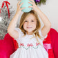 White Smocked Heirloom Christmas Ribbons Dress