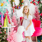 White Smocked Heirloom Christmas Ribbons Dress