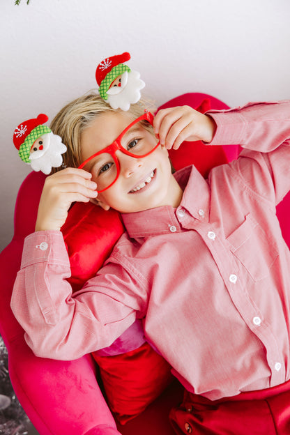 Boys Red Micro Gingham Button down