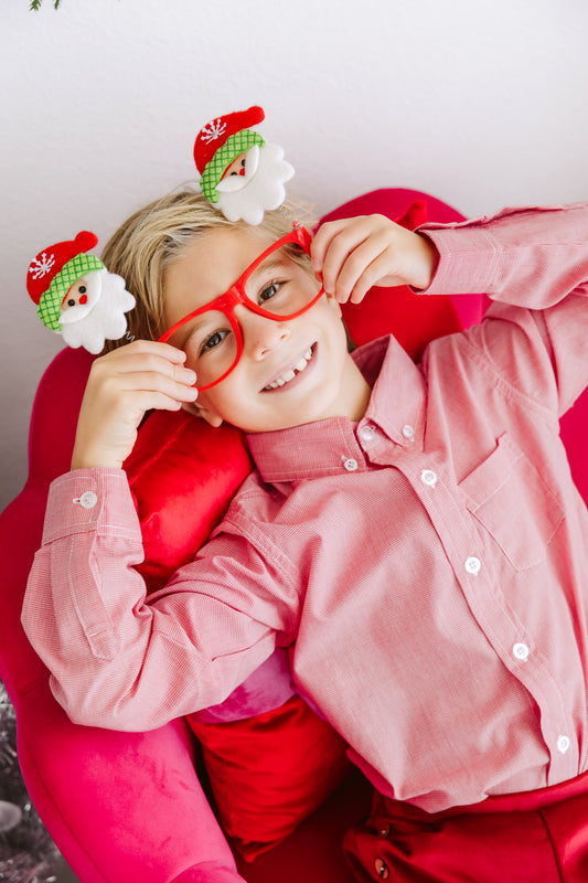 Boys Red Micro Gingham Button down