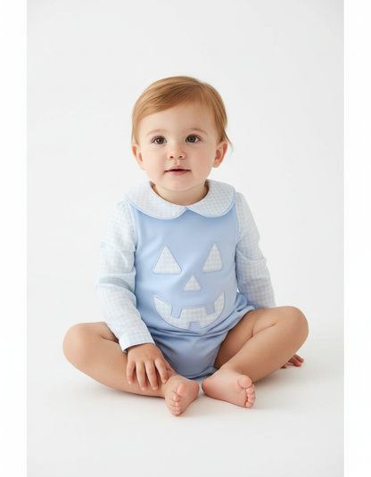 BLUE HALLOWEEN APPLIQUE 2PC BUBBLE SET