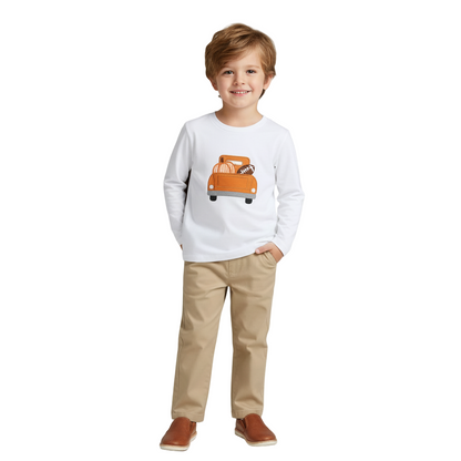 White Football Truck Shirt and Brown Pants Set
