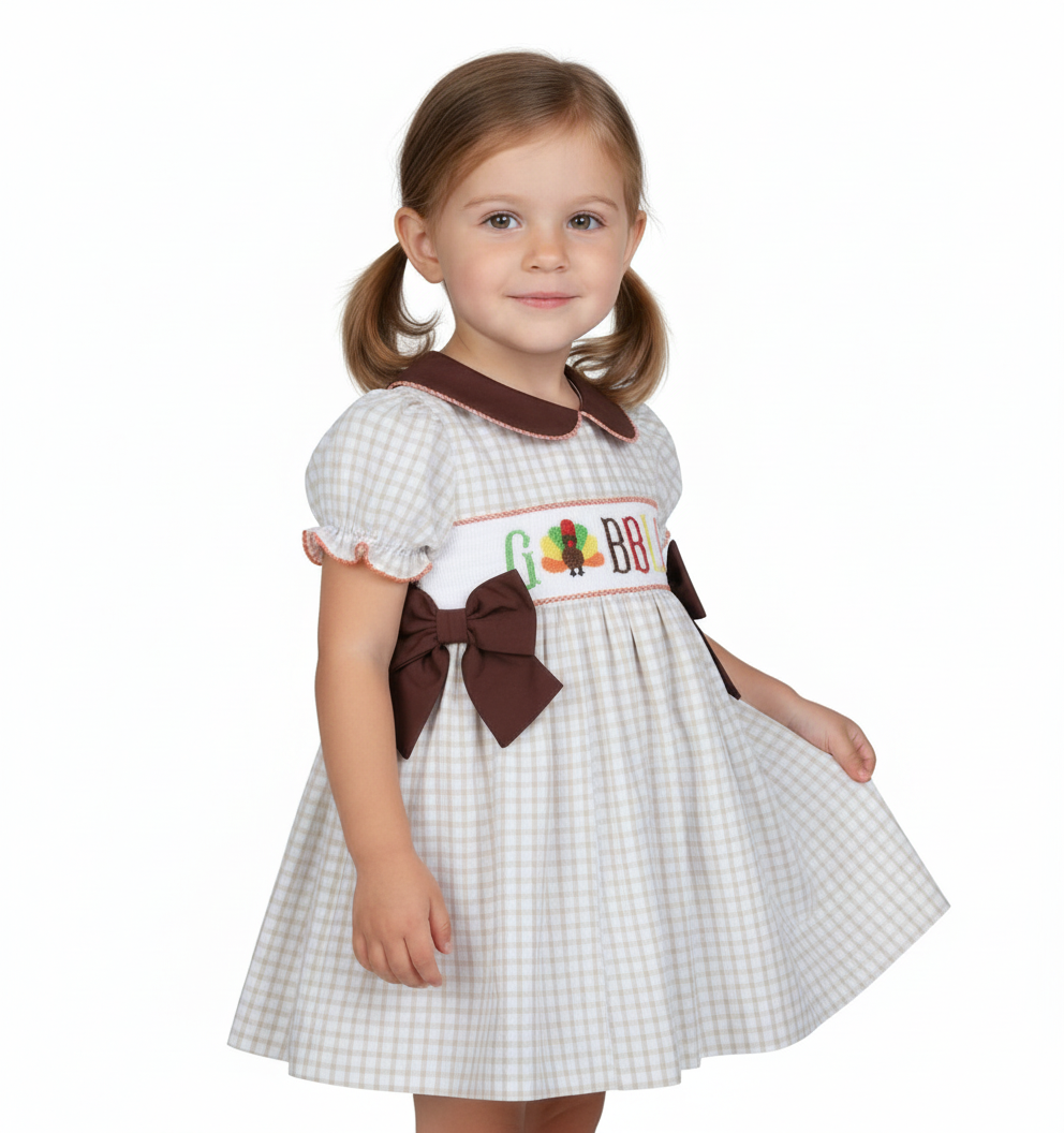 Handsmocked Gobble Turkey Dress
