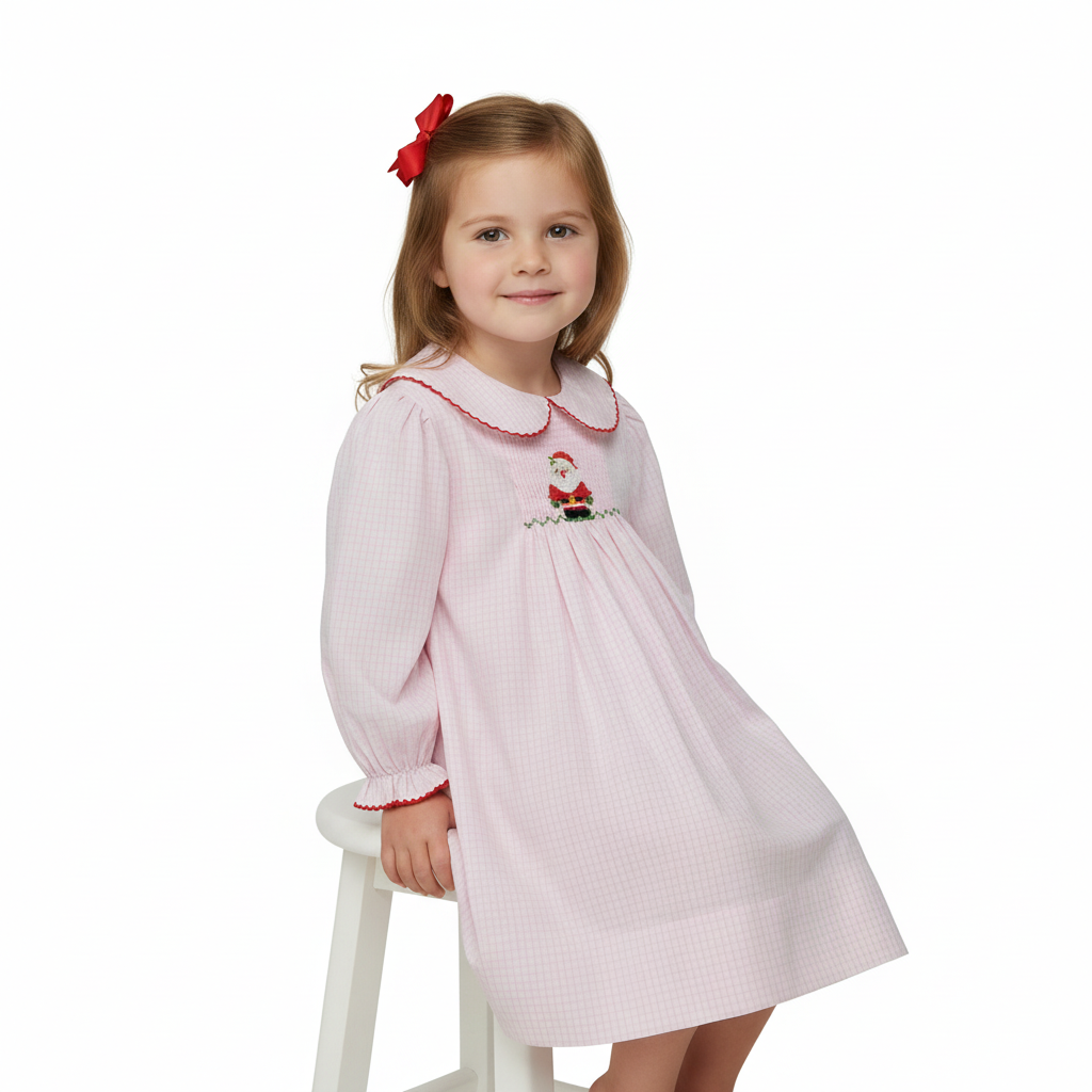 Pink Smocked Santa Dress