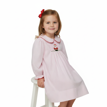 Pink Smocked Santa Dress