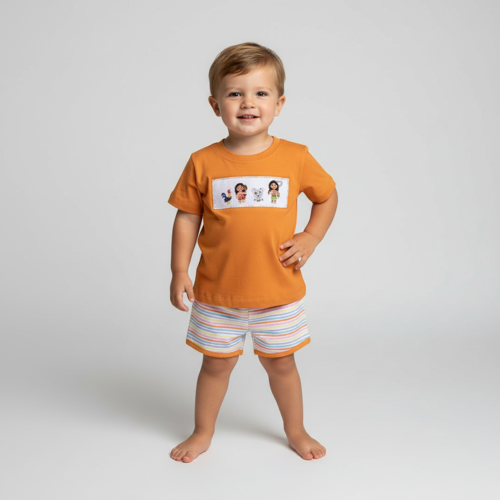 Handsmocked ISLAND  Boys shorts set
