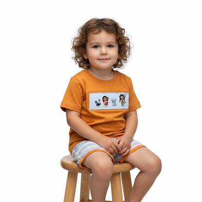 Handsmocked ISLAND  Boys shorts set
