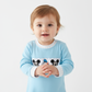 BLUE CHARACTER EMBROIDERY ROMPER
