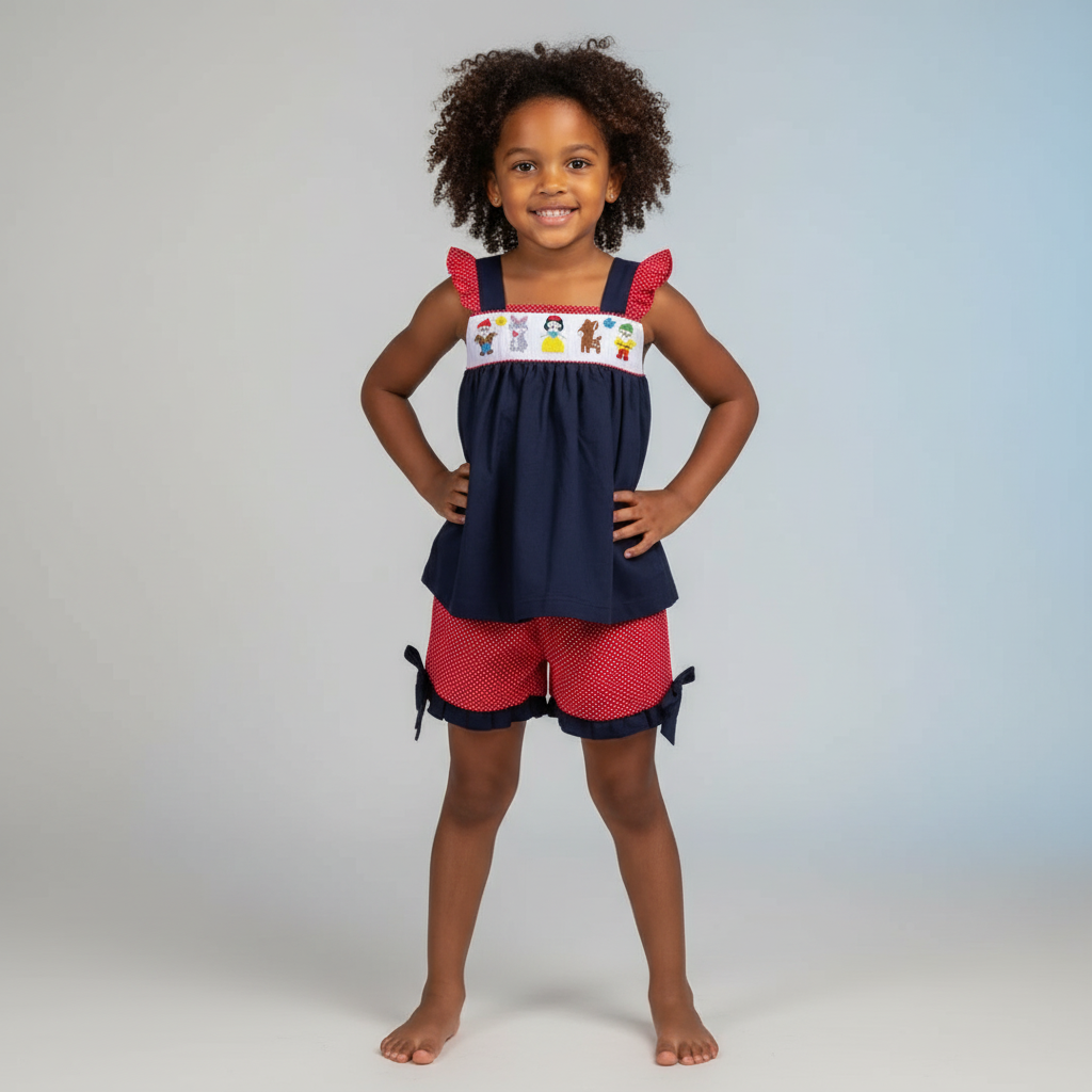 Snow Queen and friends handsmocked short set