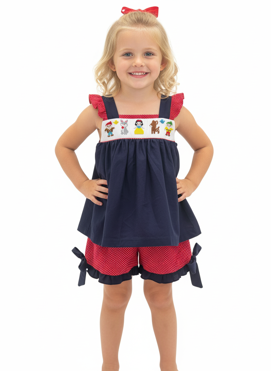 Snow Queen and friends handsmocked short set