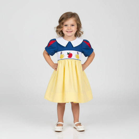 Smocked Snowy White Princess Dress