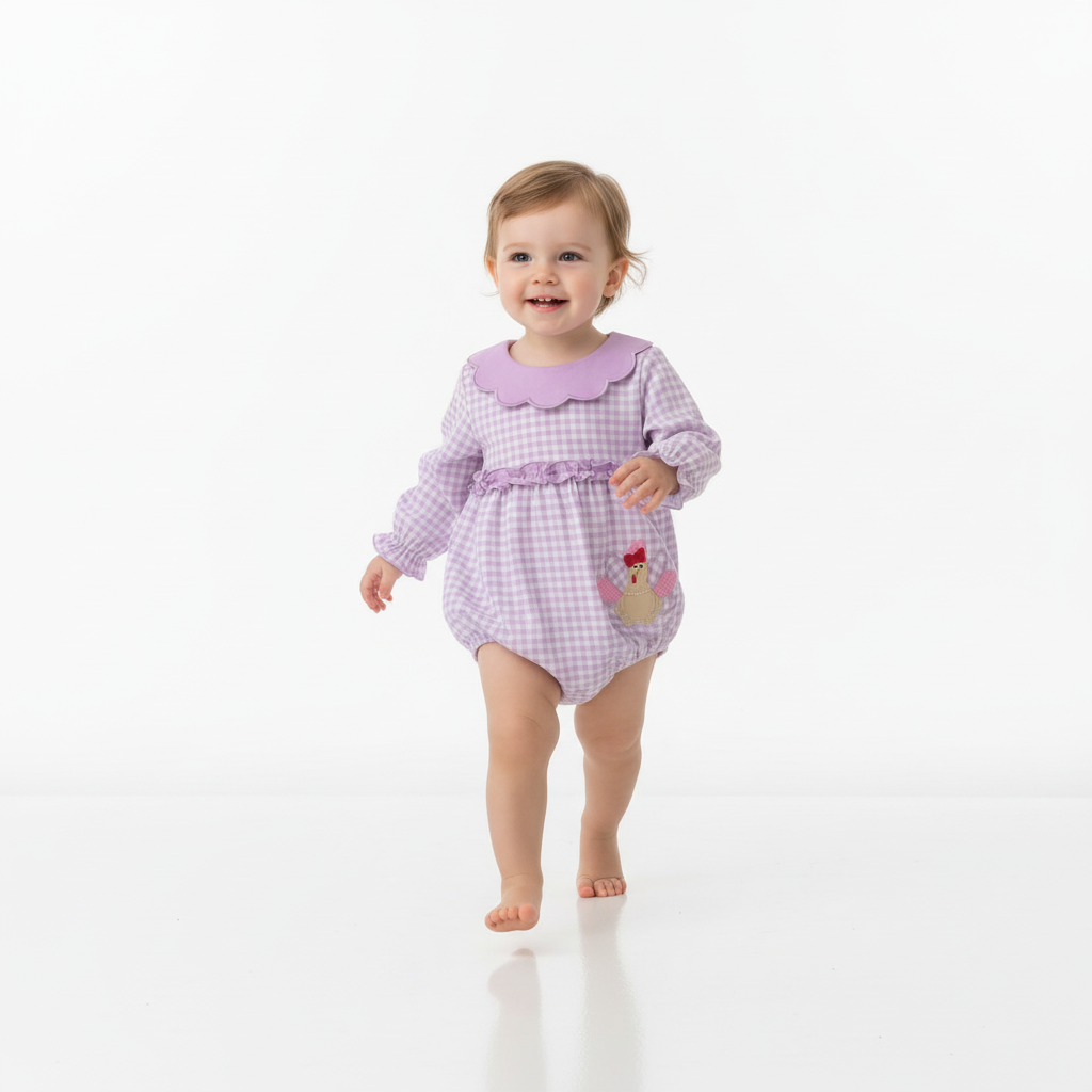 Premium Purple turkey applique girl bubble