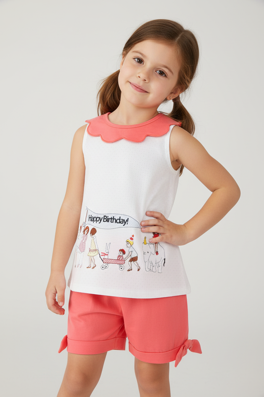 Happy birthday embroidery girl set