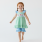 BLUE DOT PRINCESS  EMBROIDERY SMOCKED SHORTS SET