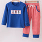 BLUE CHARACTER EMBROIDERY PANTS SET