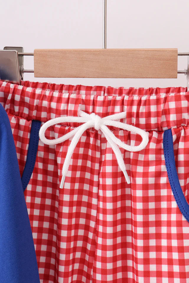 BLUE CHARACTER EMBROIDERY PANTS SET