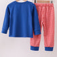 BLUE CHARACTER EMBROIDERY PANTS SET