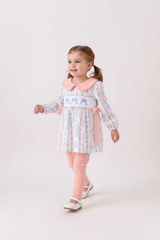 PINK FLORAL BOW EMBROIDERY SET