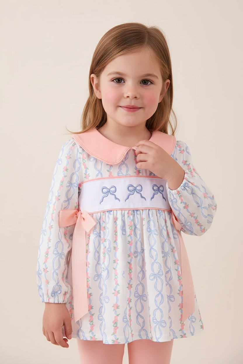 PINK FLORAL BOW EMBROIDERY SET