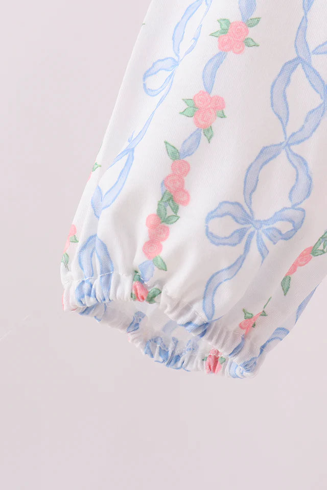 PINK FLORAL BOW EMBROIDERY SET