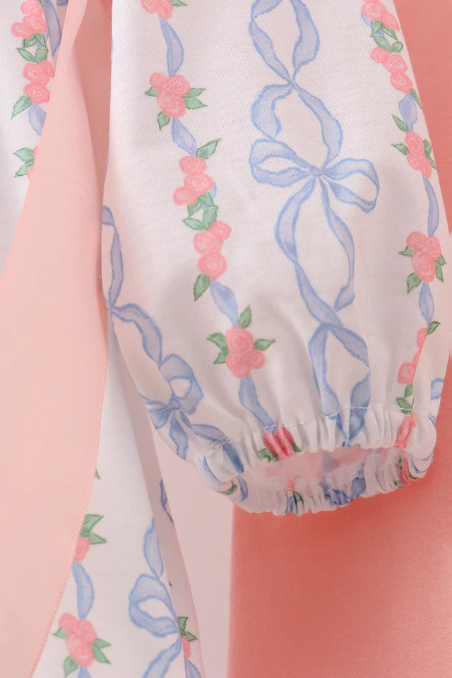 PINK FLORAL BOW EMBROIDERY SET