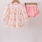 PINK GINGERBREAD EMBROIDERY RUFFLE BLOOMER SET