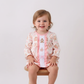PINK GINGERBREAD EMBROIDERY RUFFLE BLOOMER SET