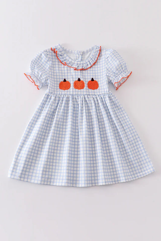Pumpkin French Knot Plaid Dress