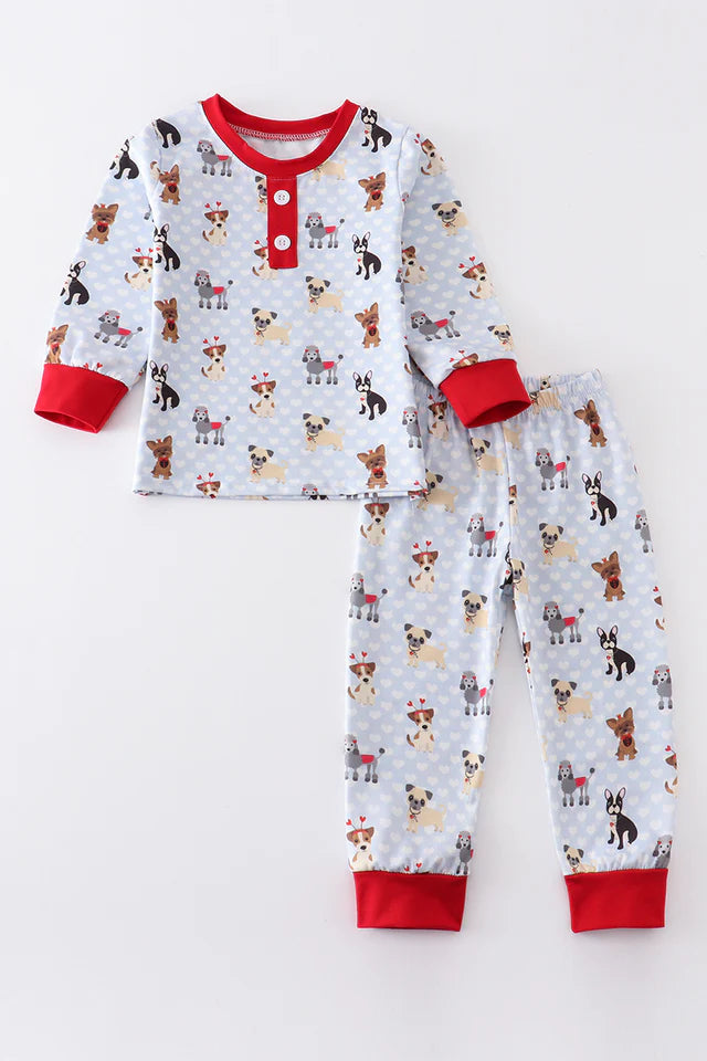 VALENTINE'S DAY DOG PRINT PAJAMAS SET