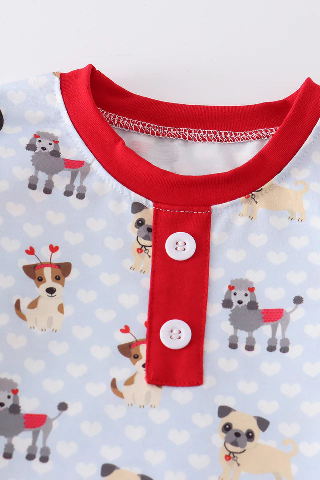 VALENTINE'S DAY DOG PRINT PAJAMAS SET