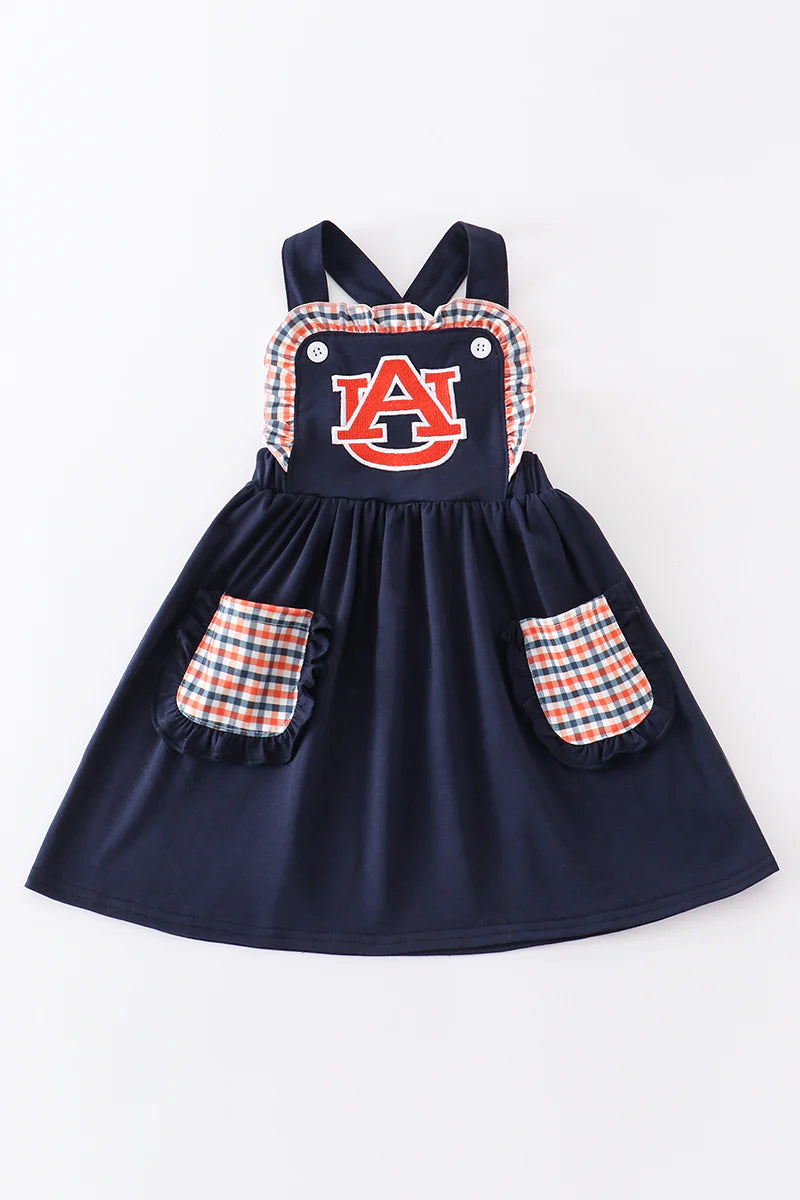 Navy Auburn Girls Applique Game Day Dress – POPPIBLUE