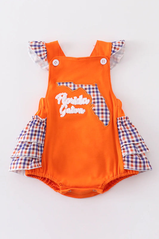 Orange Florida French Knot Ruffle Gameday Bubble