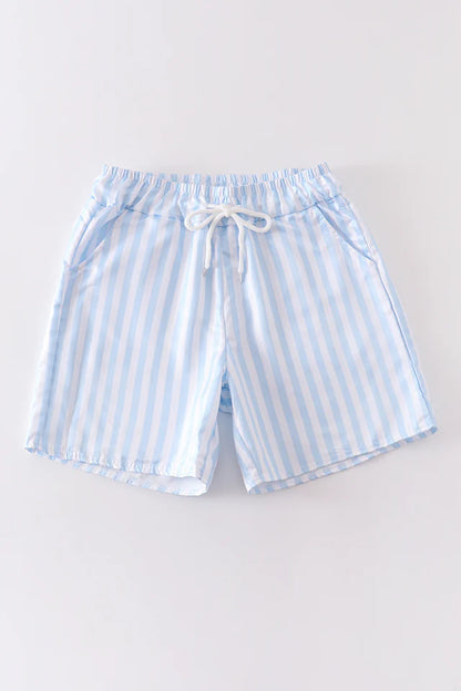 Boys blue and white stripe swim trunks