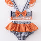 Auburn tiger embroidery plaid 2pc girl swimsuit