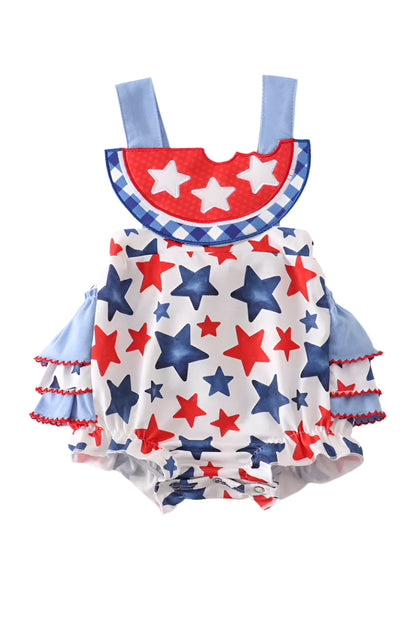 Patriotic Star Print  Watermelon Applique Bubble Set