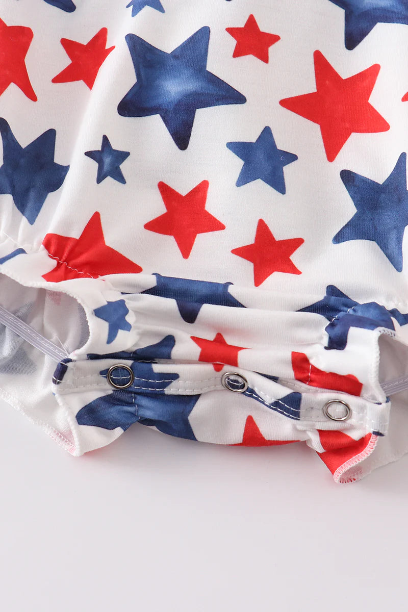 Patriotic Star Print  Watermelon Applique Bubble Set