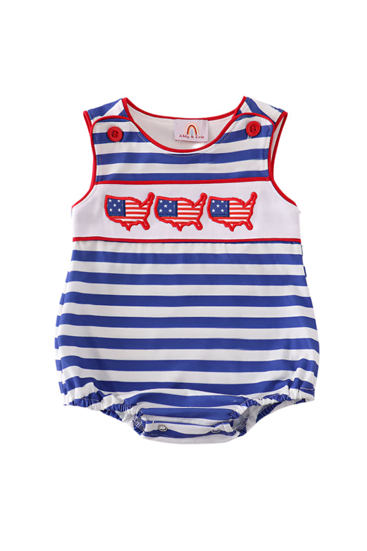 Boy Flag Applique stripe Romper