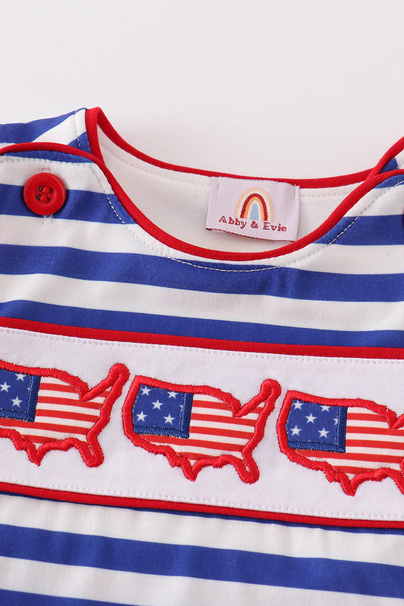 Boy Flag Applique stripe Romper