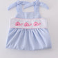 Blue Seersucker whale embroidery dress