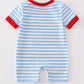 Blue dog applique boy romper