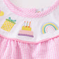 PINK SEERSUCKER BIRTHDAY EMBRIDERY BUBBLE