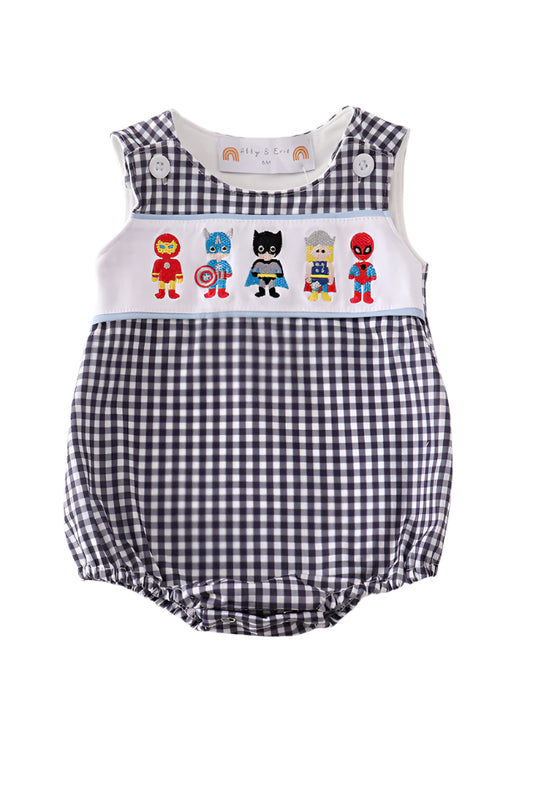 HERO EMBROIDERY BOY BUBBLE-black gingham