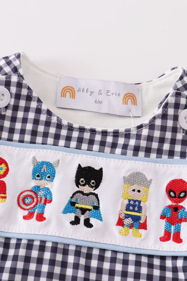 HERO EMBROIDERY BOY BUBBLE-black gingham