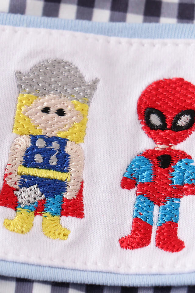 HERO EMBROIDERY BOY BUBBLE-black gingham