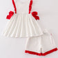 Red fire truck applique girl set