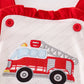 Red fire truck applique girl bubble