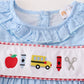 BLUE APPLE EMBROIDERY SWISS DOT DRESS