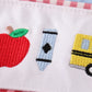 BLUE APPLE EMBROIDERY SWISS DOT DRESS
