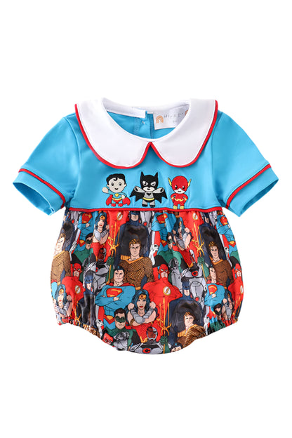 Blue  hero character embroidery boy bubble