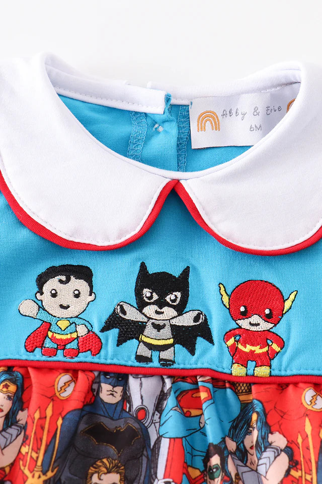 Blue  hero character embroidery boy bubble
